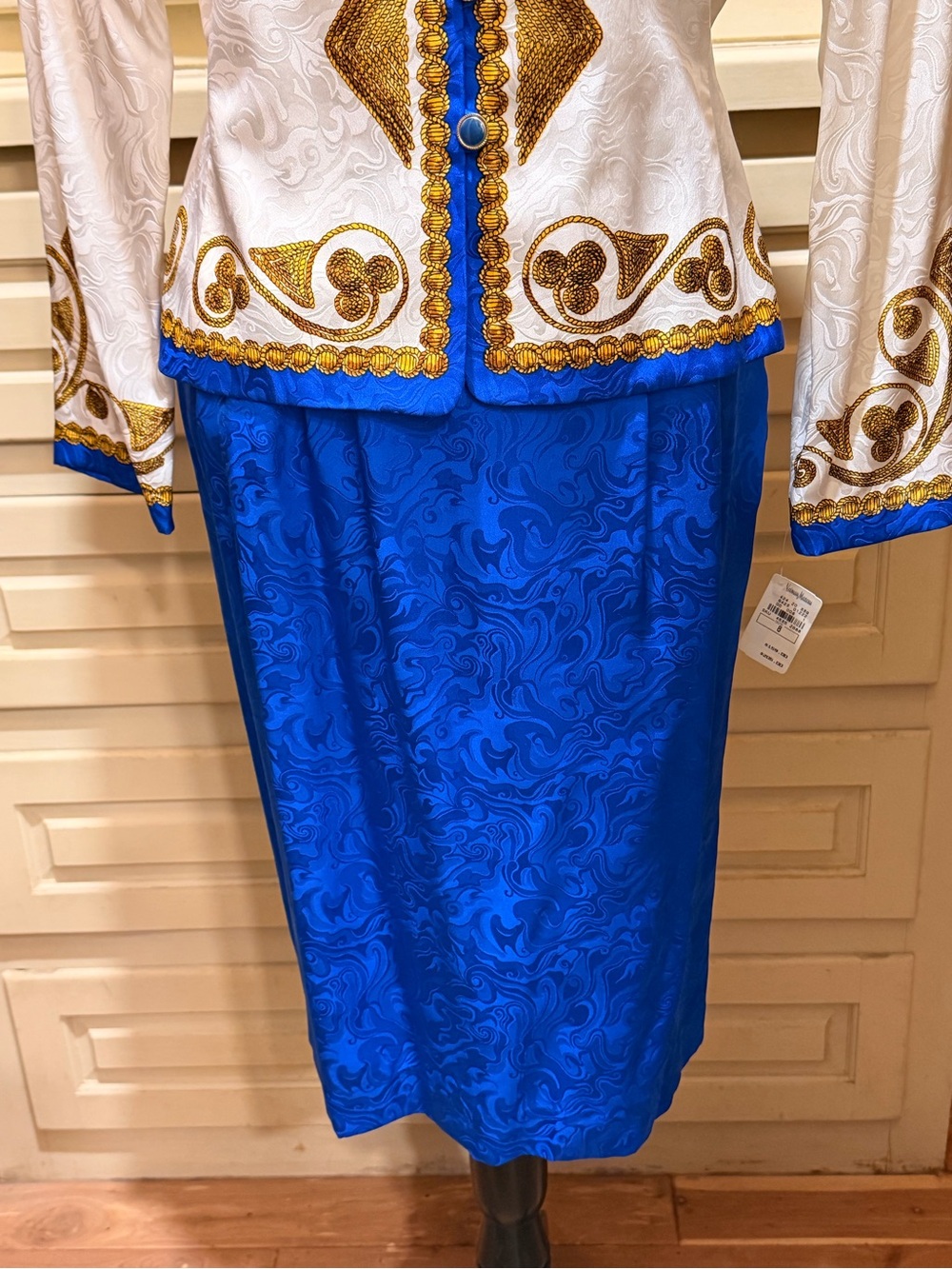 VTG Adrianna Papell NWT 100% Silk Gold Rope Print Set 2Pc - Picture 3 of 5